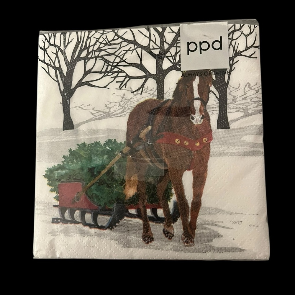 PPD Germany Winter Horse Sleigh Lot of 40 Beverage Napkins Christmas